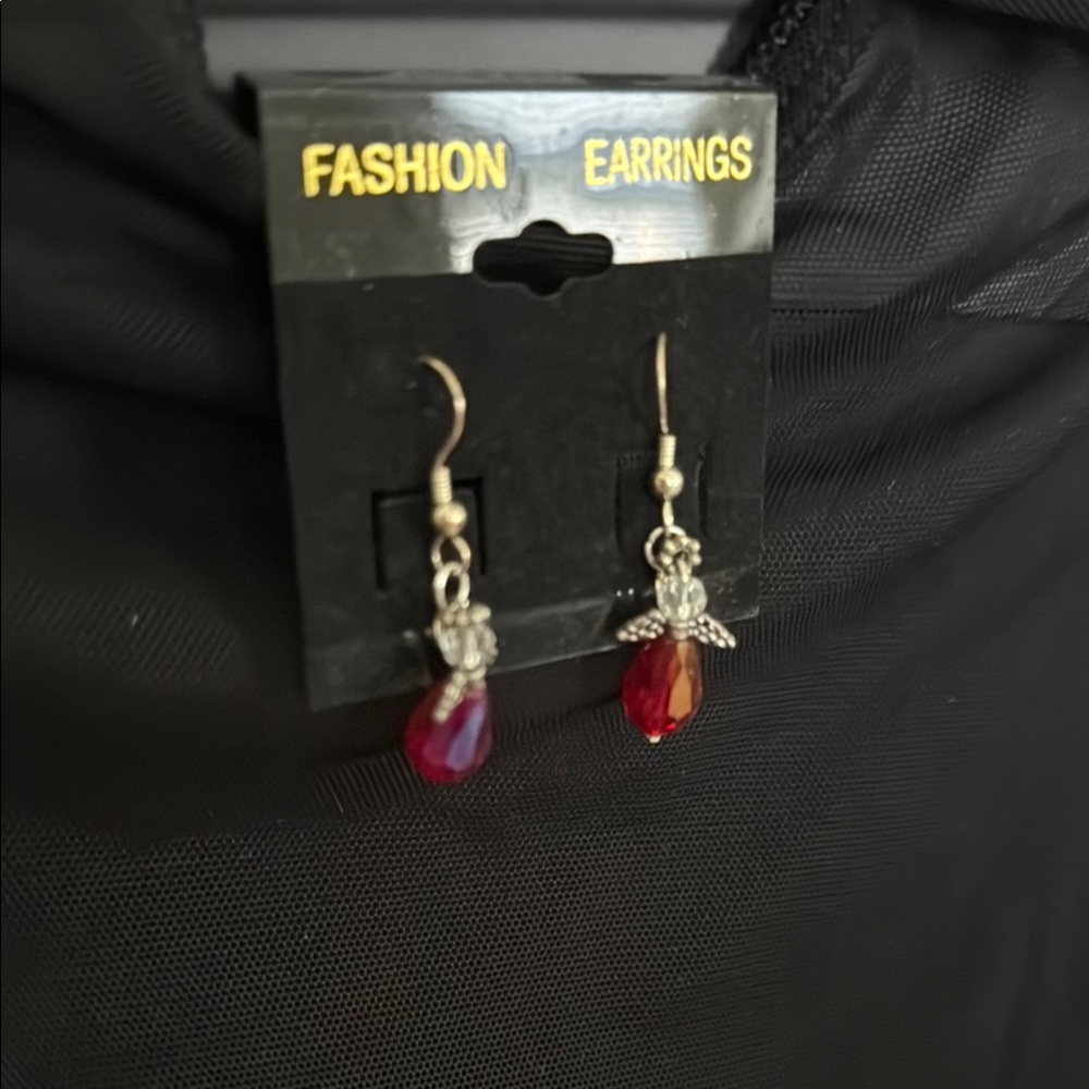 Elegant Red and Gold Drop Earrings